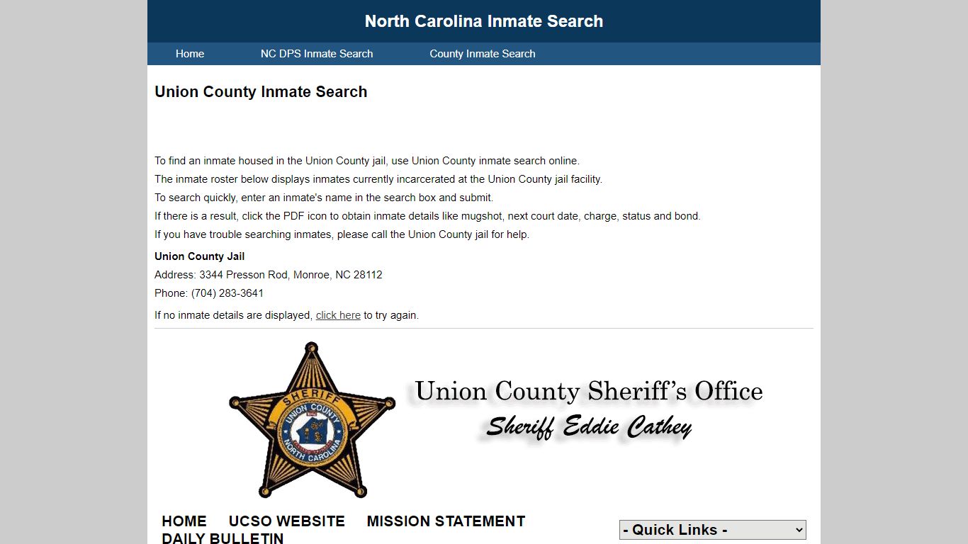 Union County Inmate Search